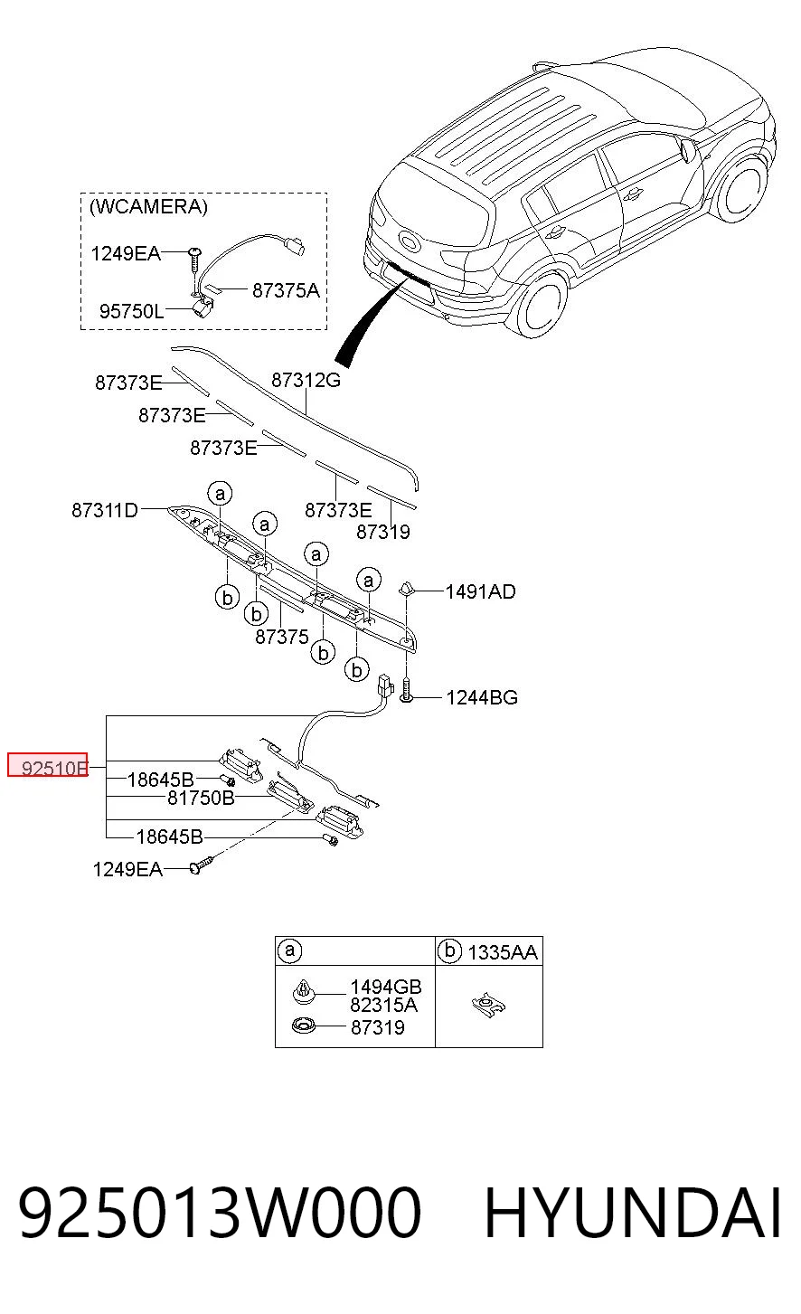 925013W000 Hyundai/Kia Luz de matricula