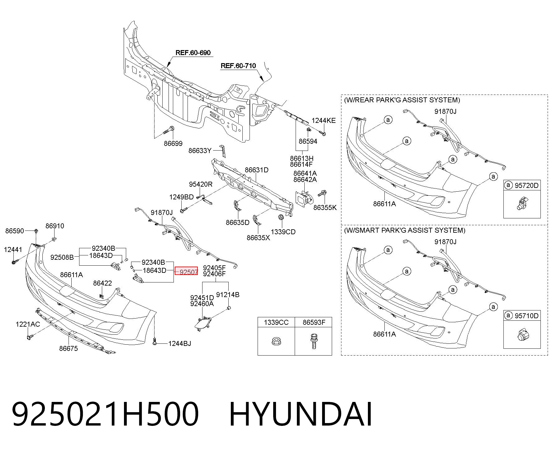 925021H500 Hyundai/Kia Luz de matricula