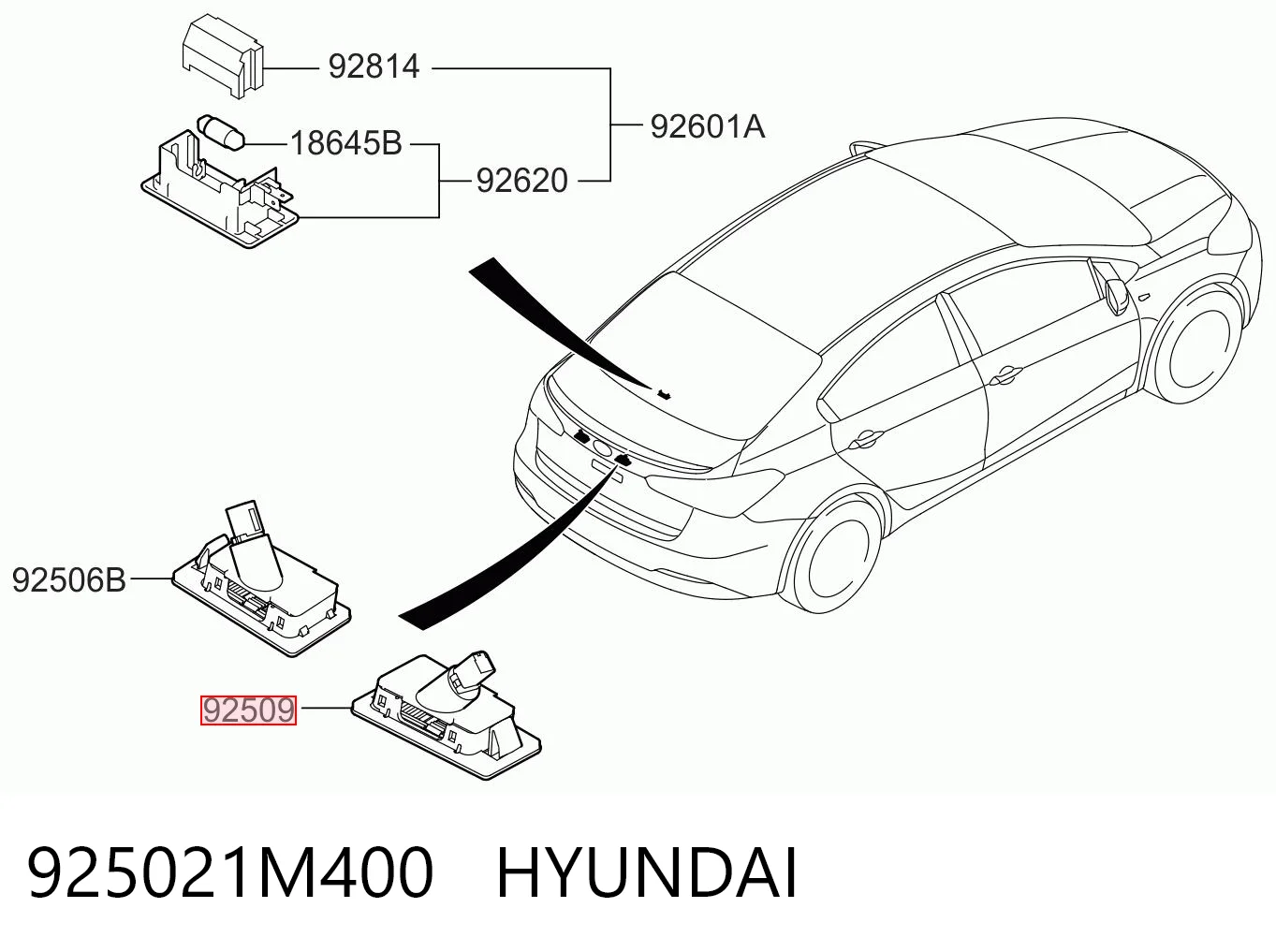 925021M400 Hyundai/Kia Luz de matricula