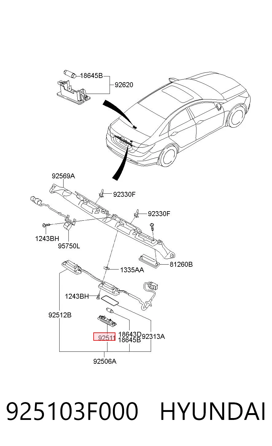 925103F000 Hyundai/Kia Luz de matricula
