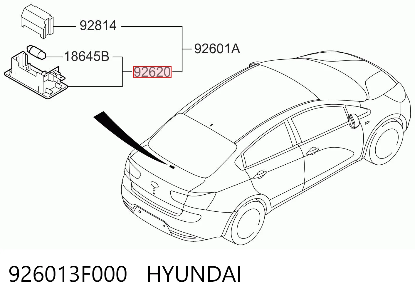 926013F000 Hyundai/Kia Luz de cortesía del maletero