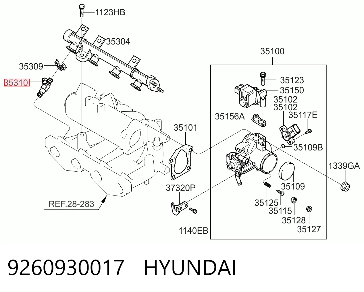 9260930017 Hyundai/Kia Inyector de combustible
