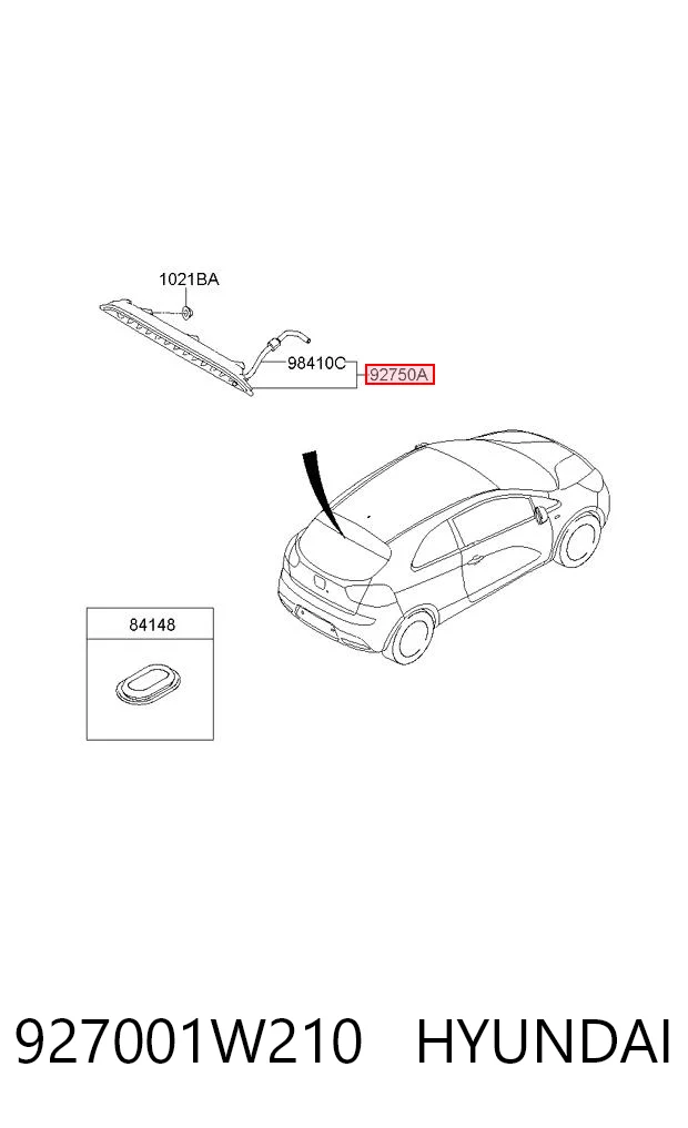 927001W210 Hyundai/Kia Luz central de freno