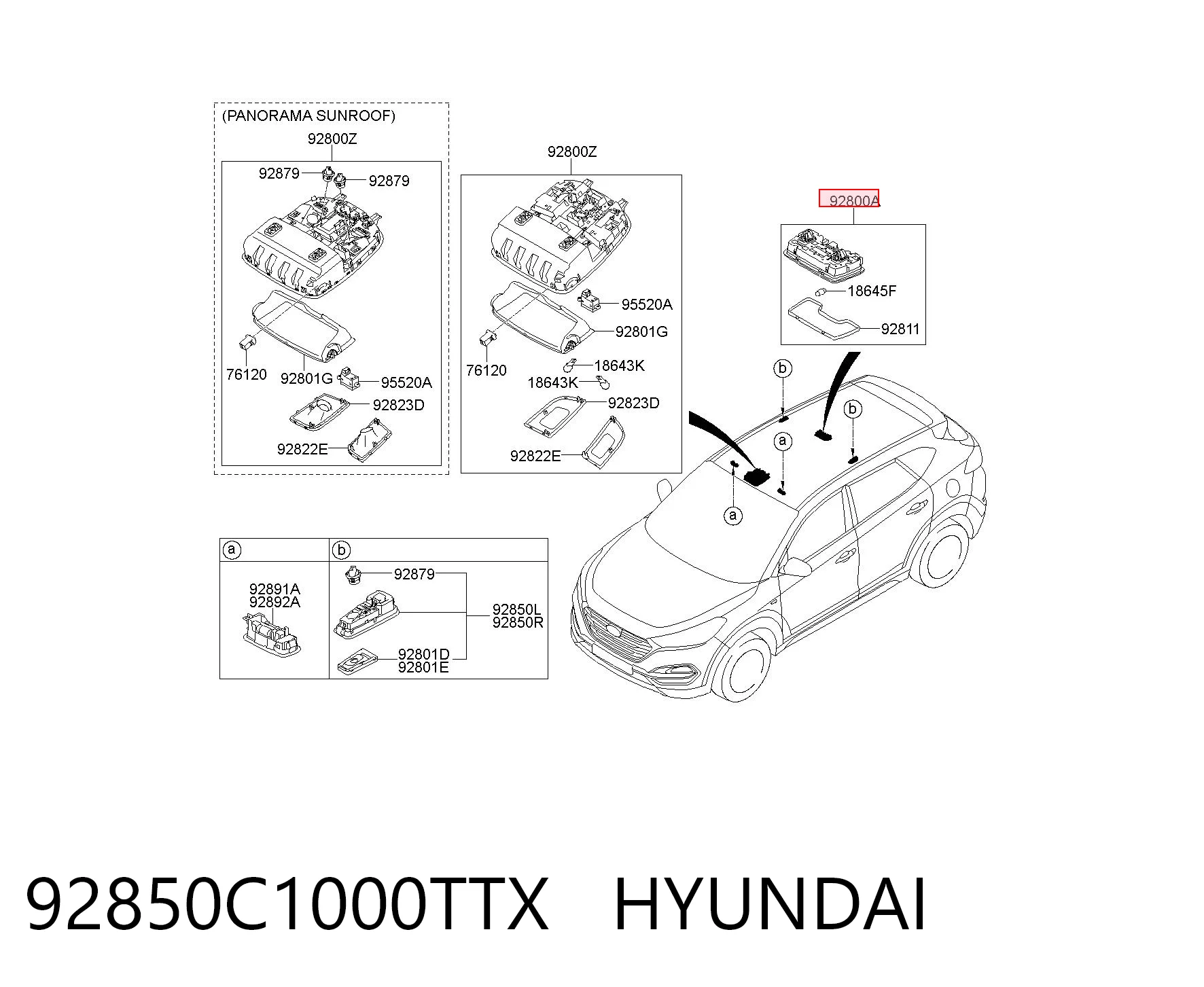 92850C1000TTX Hyundai/Kia Luz interior trasera