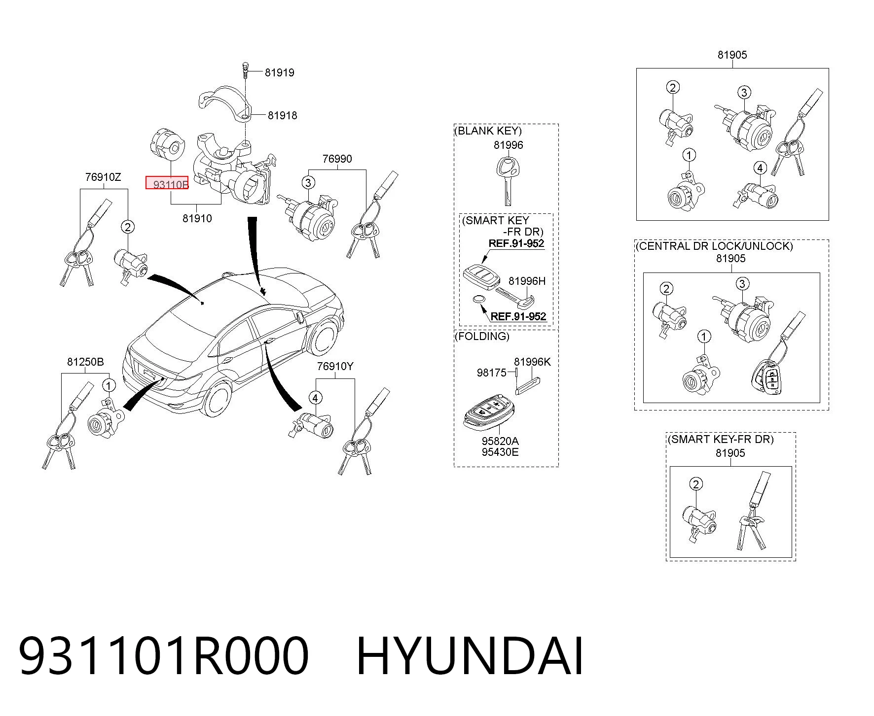 931101R000 Hyundai/Kia Conmutador de encendido