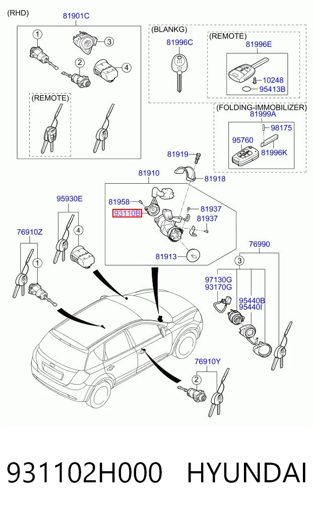 Conmutador de encendido para KIA Ceed  ED