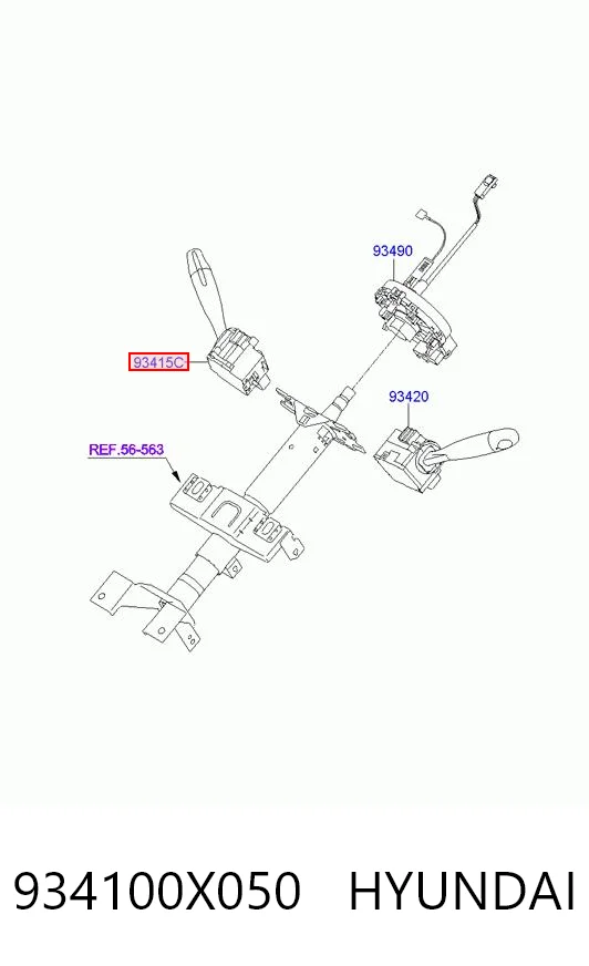 934100X050 Hyundai/Kia Conmutador izquierdo de la columna de dirección