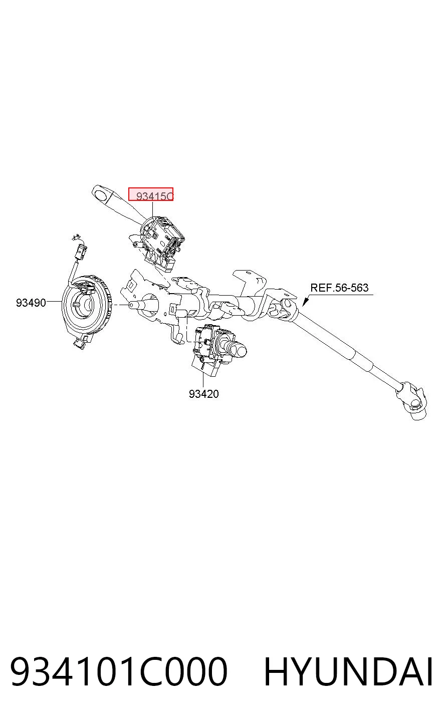 934101C000 Hyundai/Kia Conmutador izquierdo de la columna de dirección