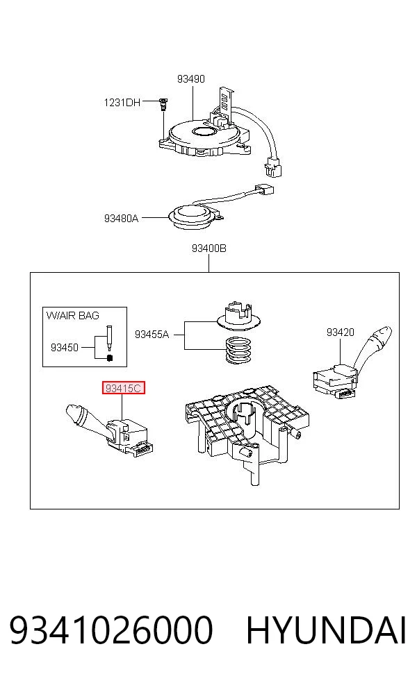 9341026000 Hyundai/Kia Conmutador izquierdo de la columna de dirección