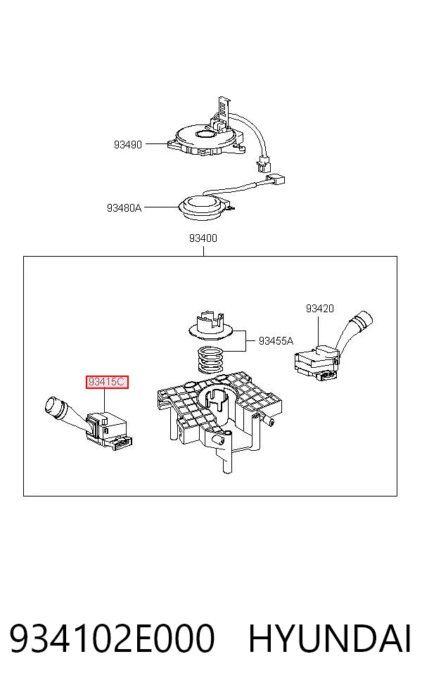 934102E000 Hyundai/Kia Conmutador izquierdo de la columna de dirección