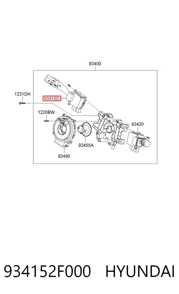 934152F000 Hyundai/Kia Conmutador izquierdo de la columna de dirección