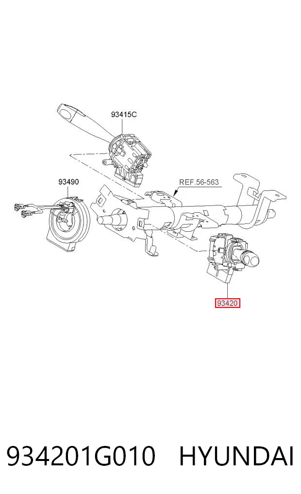 934201G010 Hyundai/Kia Conmutador derecho de la columna de dirección