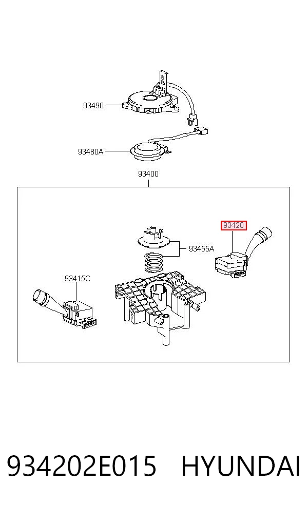 934202E015 Hyundai/Kia Conmutador derecho de la columna de dirección