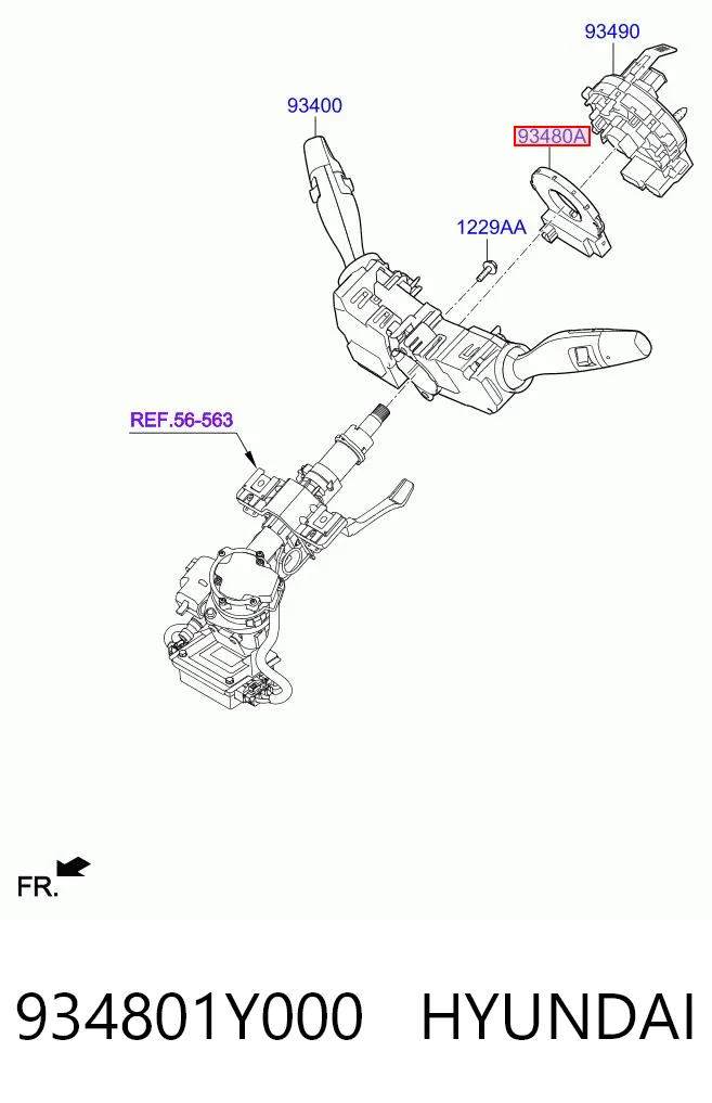 934801Y000 Hyundai/Kia Sensor de ángulo de giro del volante