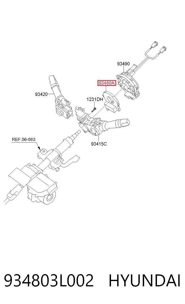 934803L002 Hyundai/Kia Sensor de ángulo de giro del volante