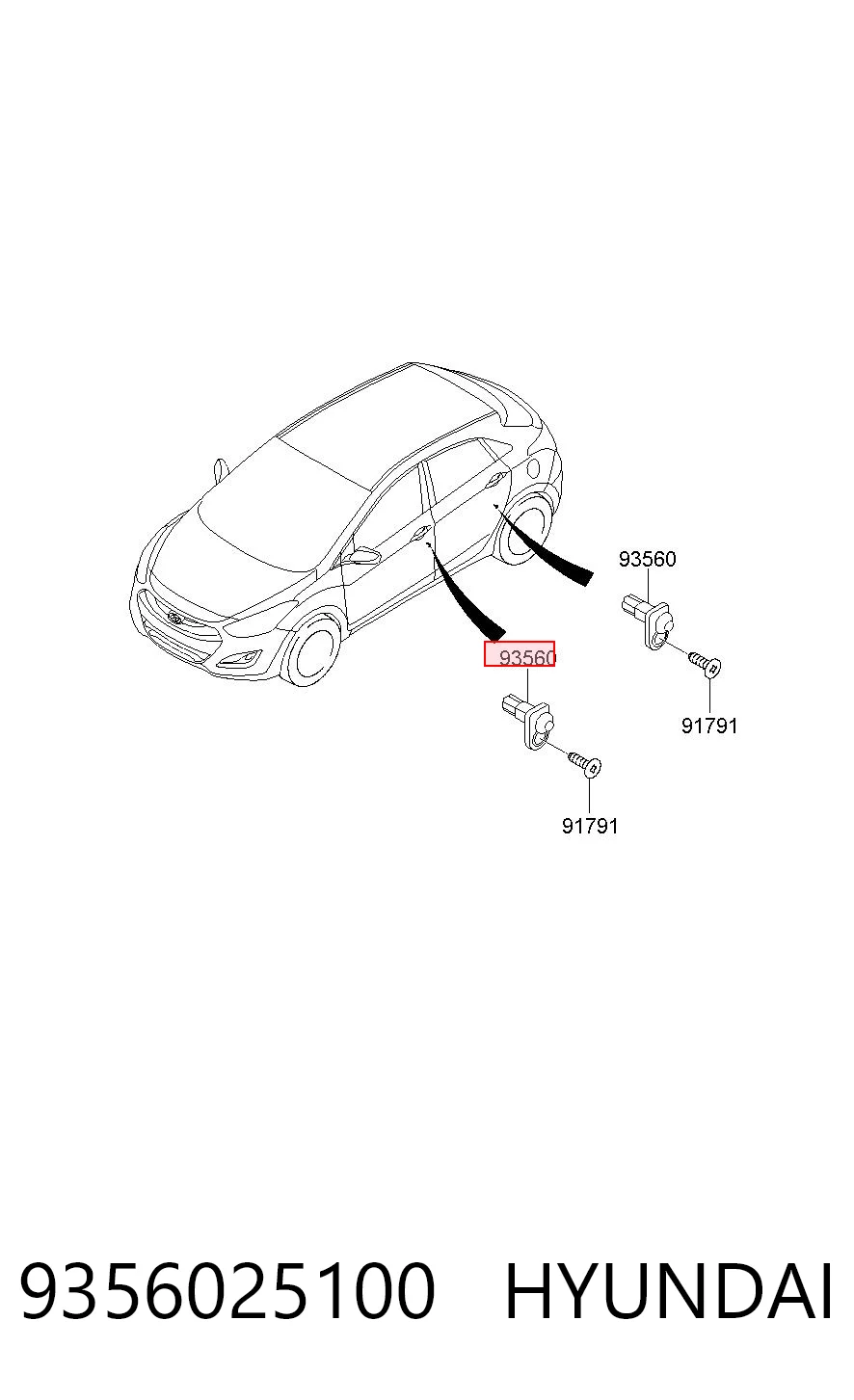 9356025100 Hyundai/Kia Interruptor de puerta