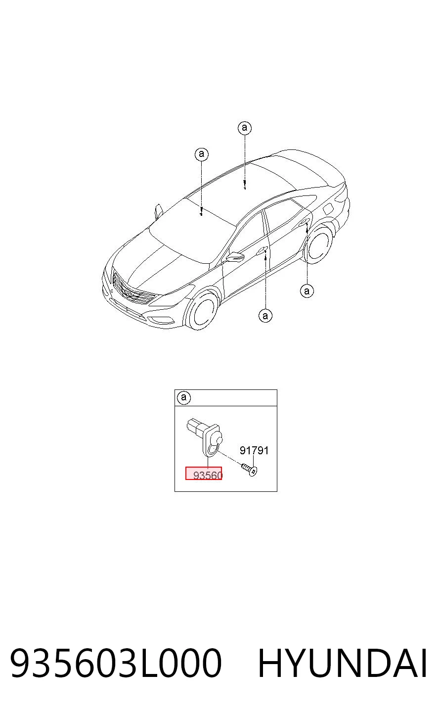 935603L000 Hyundai/Kia Interruptor de puerta