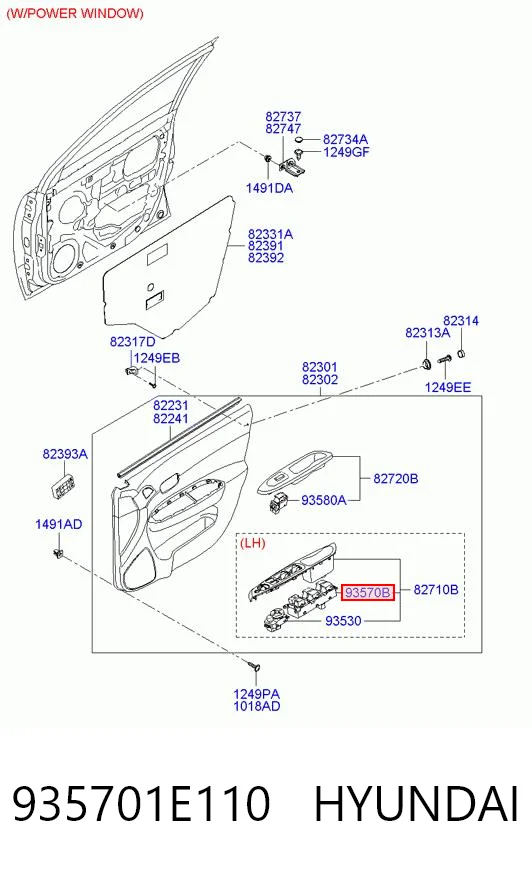 935701E110 Hyundai/Kia Unidad de control de elevalunas delantera izquierda
