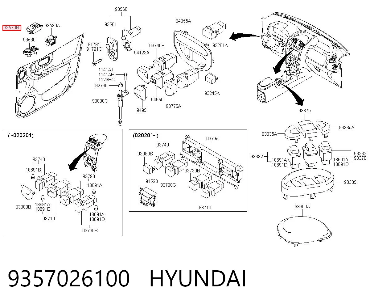 9357026100 Hyundai/Kia Unidad de control de elevalunas delantera izquierda