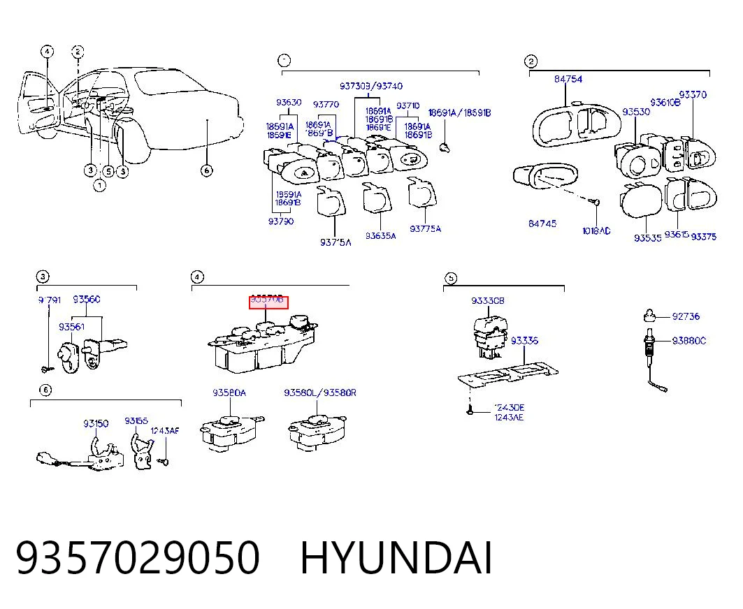 9357029050 Hyundai/Kia Unidad de control de elevalunas delantera izquierda