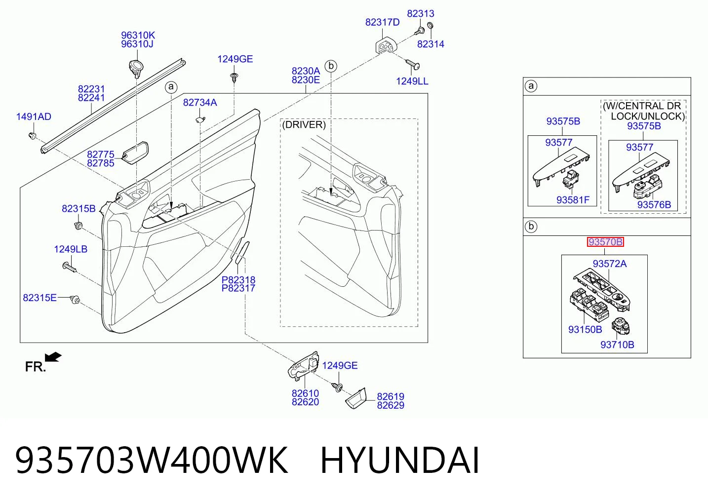 935703W400WK Hyundai/Kia Unidad de control de elevalunas delantera izquierda