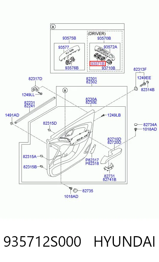 935712S000 Hyundai/Kia Unidad de control de elevalunas delantera izquierda
