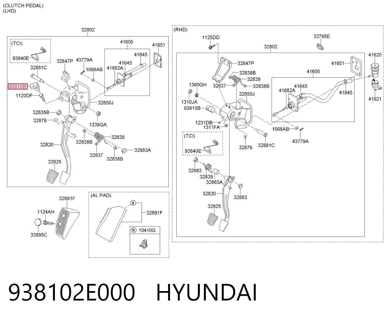 938102E000 Hyundai/Kia Interruptor de embrague