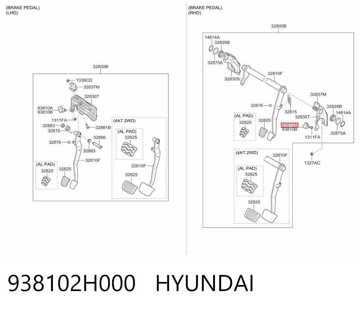 938102H000 Hyundai/Kia Interruptor luces de freno