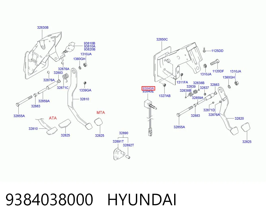 9384038000 Hyundai/Kia Interruptor de embrague