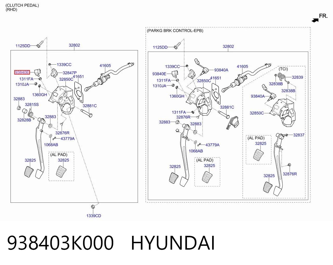 938403K000 Hyundai/Kia Interruptor de embrague