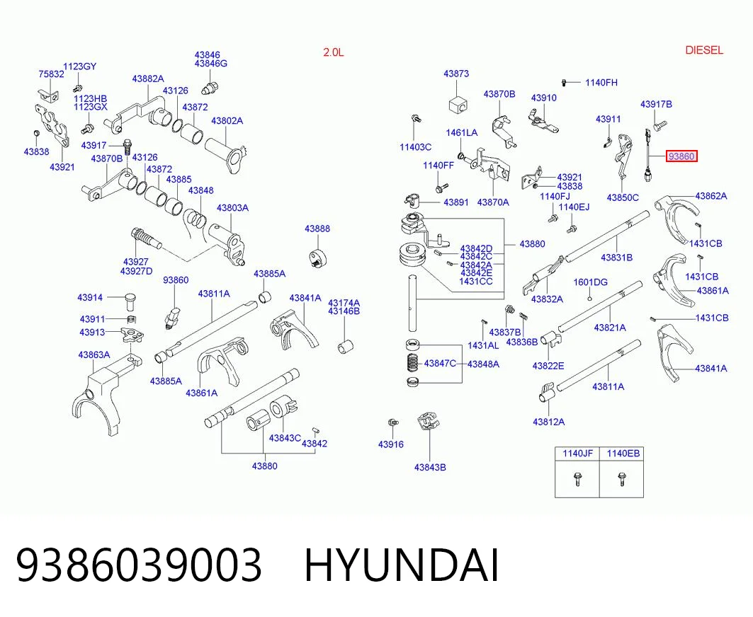 9386039003 Hyundai/Kia Interruptor de marcha atras