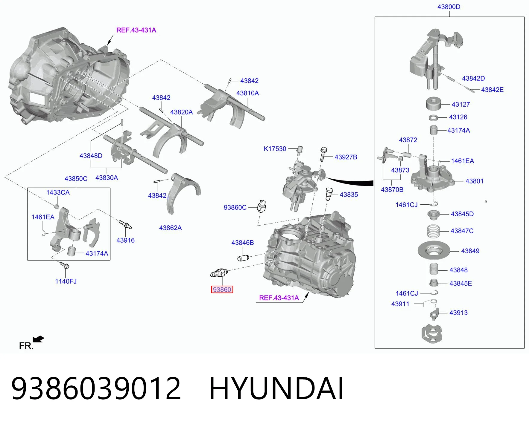 9386039012 Hyundai/Kia Interruptor de marcha atras