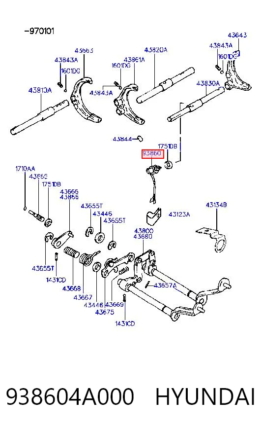 938604A000 Hyundai/Kia Interruptor de marcha atras