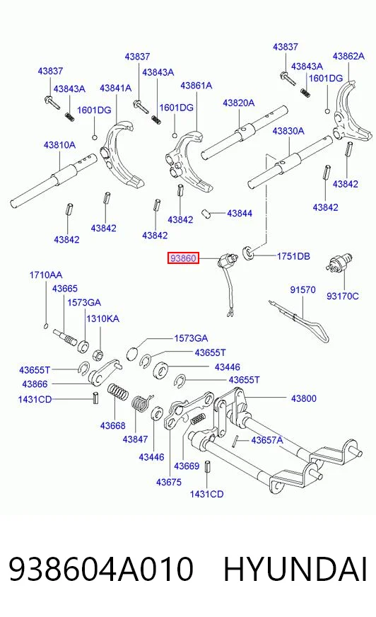 938604A010 Hyundai/Kia Interruptor de marcha atras