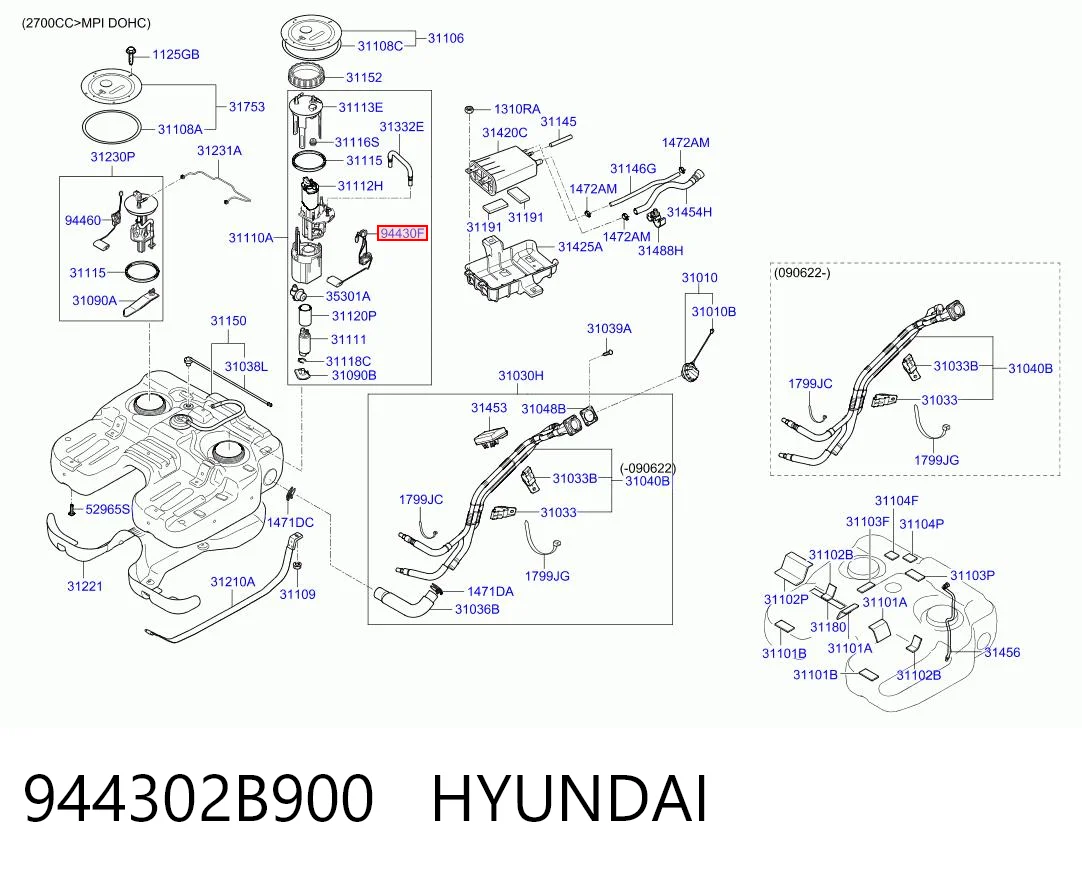 944302B900 Hyundai/Kia Sensor de nivel de combustible izquierdo
