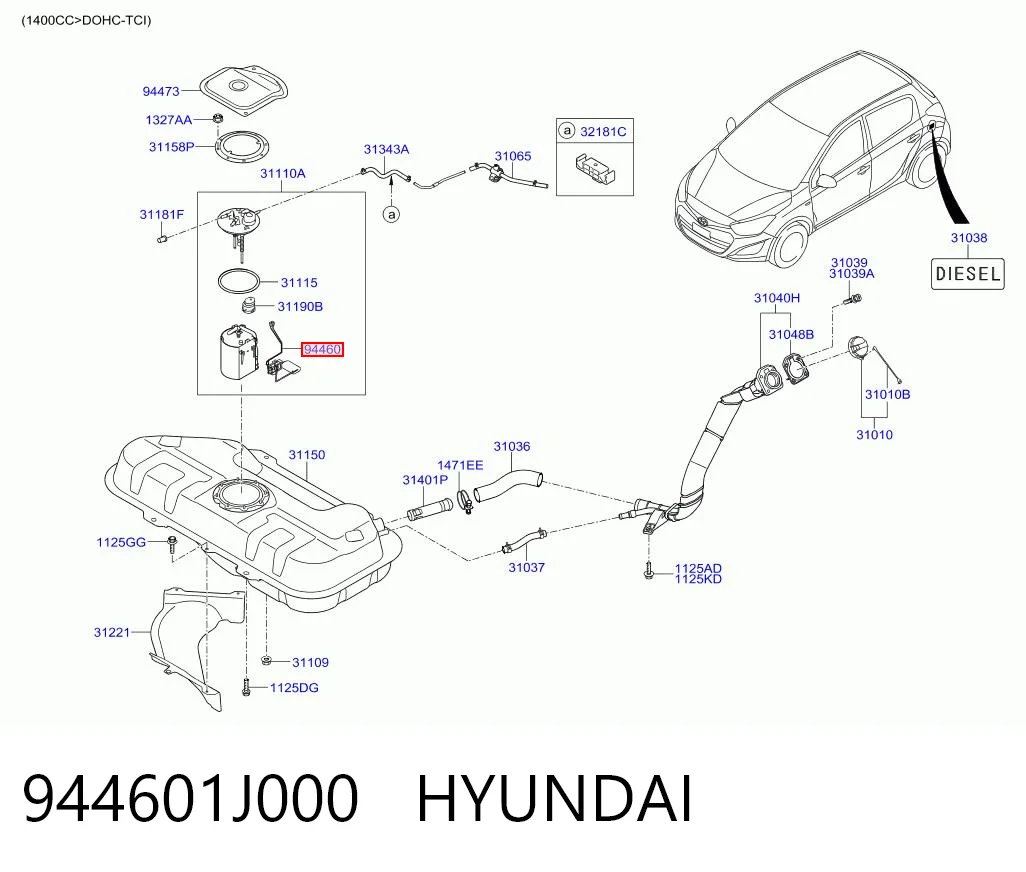 Medidor de combustible para Hyundai I20 I PB