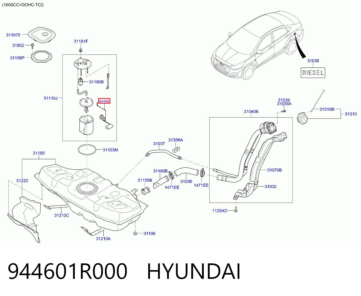 944601R000 Hyundai/Kia Medidor de combustible