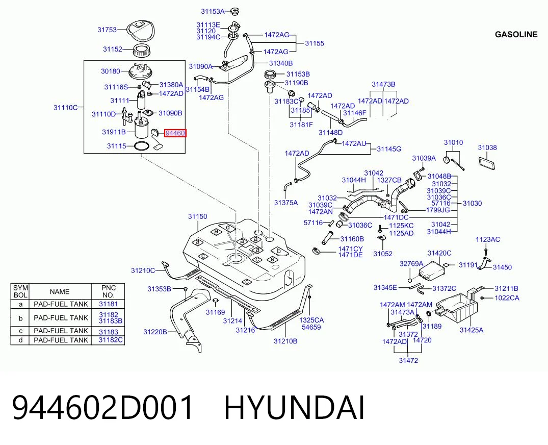Medidor de combustible para Hyundai Elantra III XD