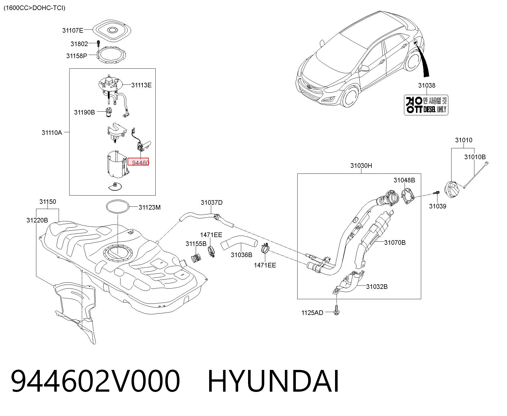 944602V000 Hyundai/Kia Medidor de combustible