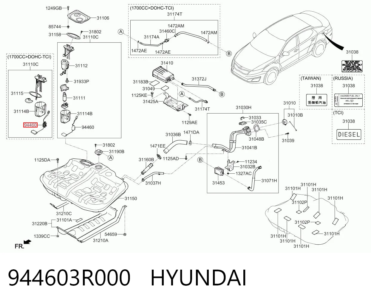 944603R000 Hyundai/Kia Medidor de combustible