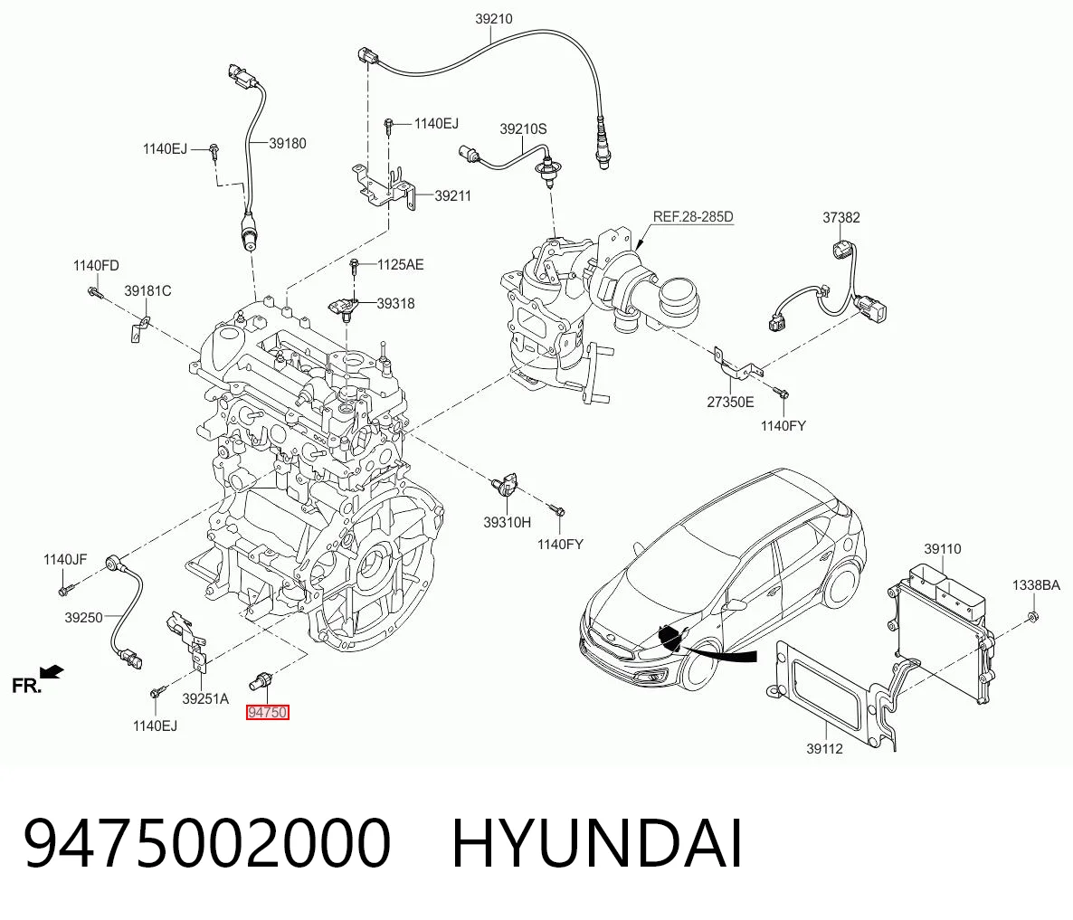 9475002000 Hyundai/Kia Indicador de presión del aceite