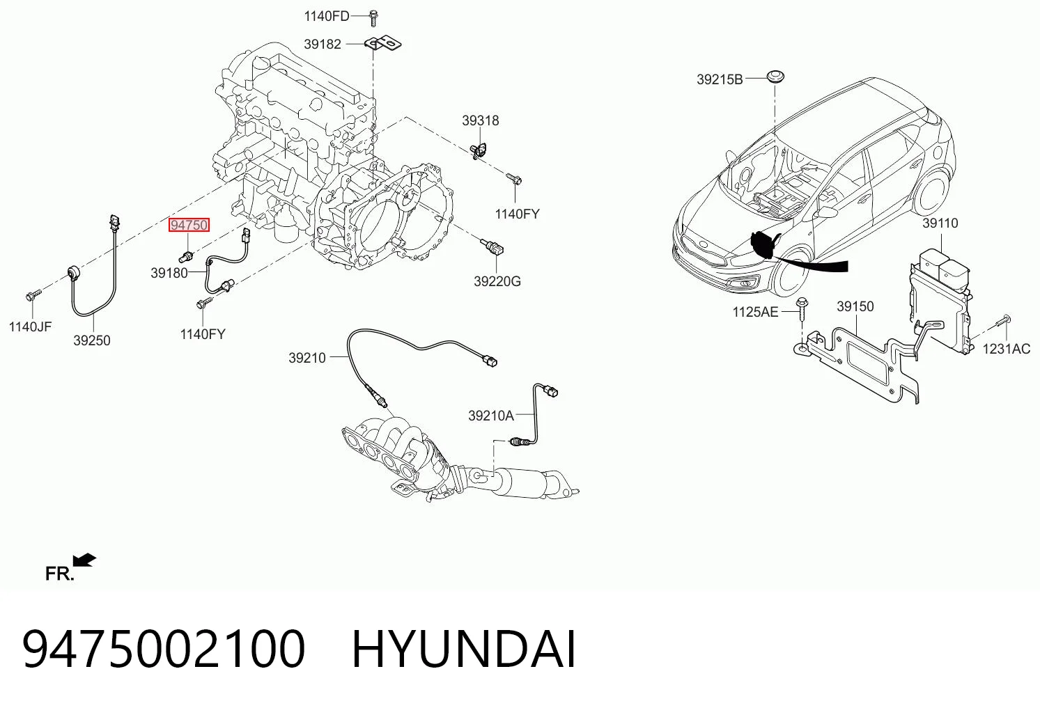 9475002100 Hyundai/Kia Indicador de presión del aceite