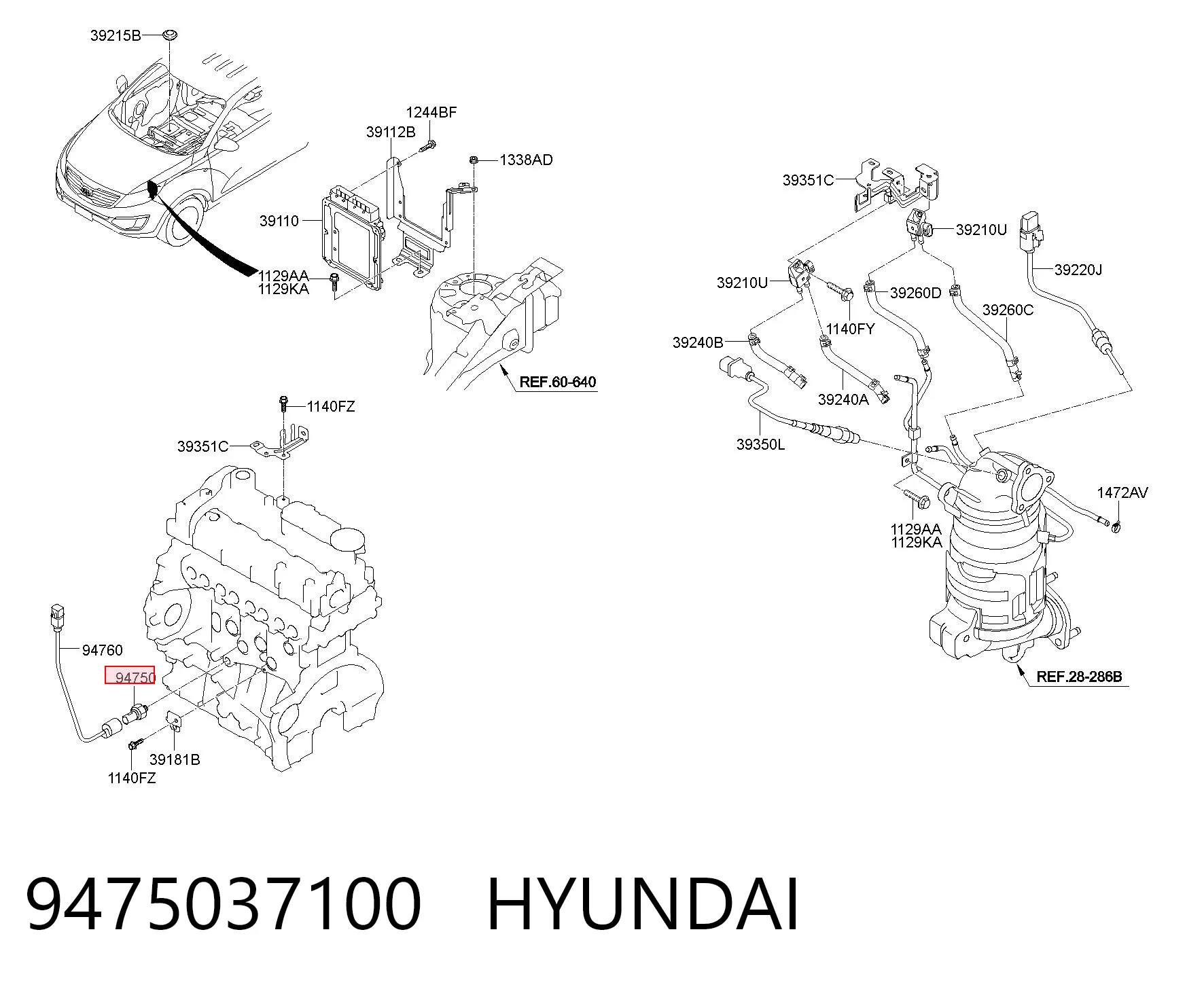 9475037100 Hyundai/Kia Indicador de presión del aceite