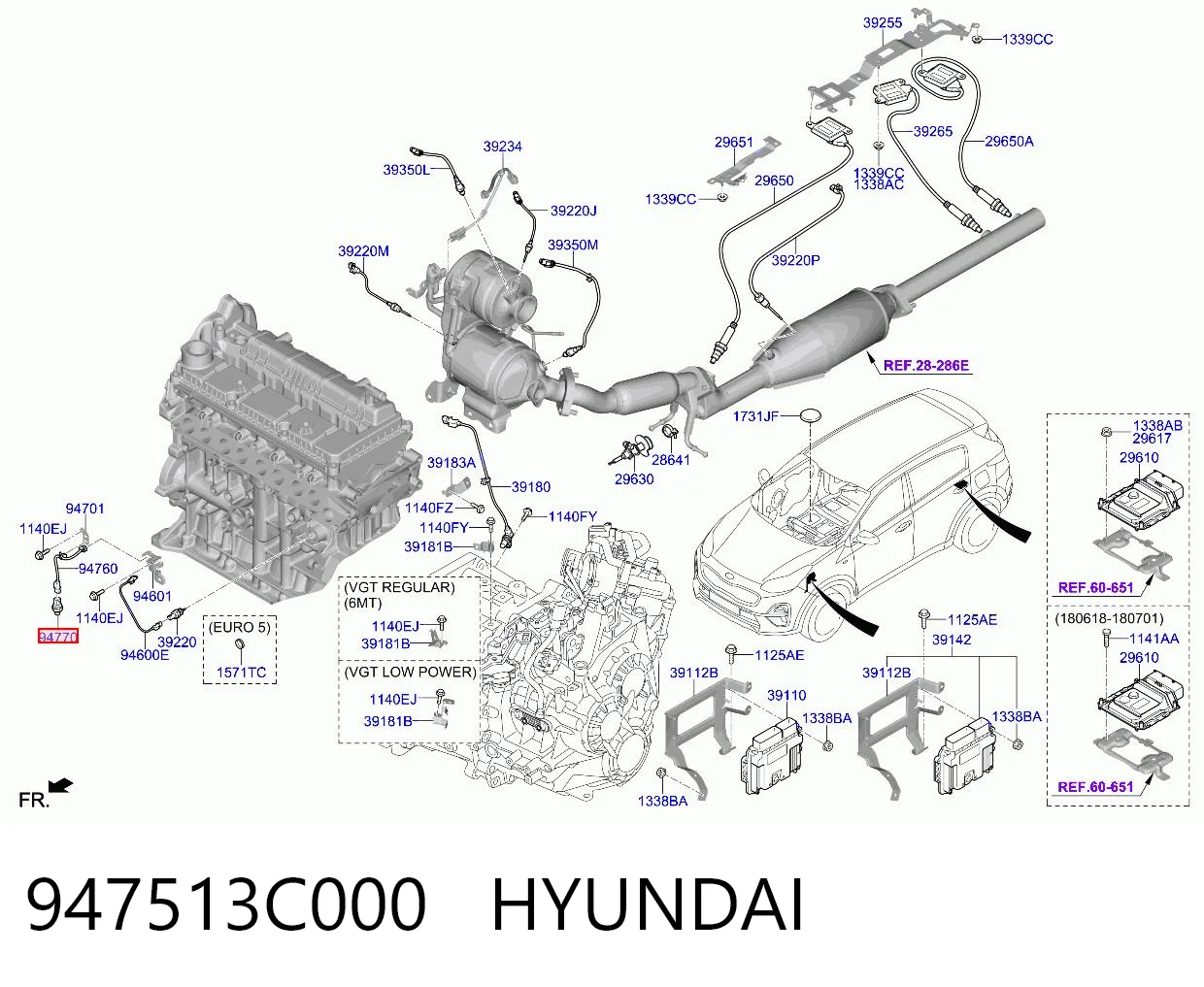 947513C000 Hyundai/Kia Indicador de presión del aceite