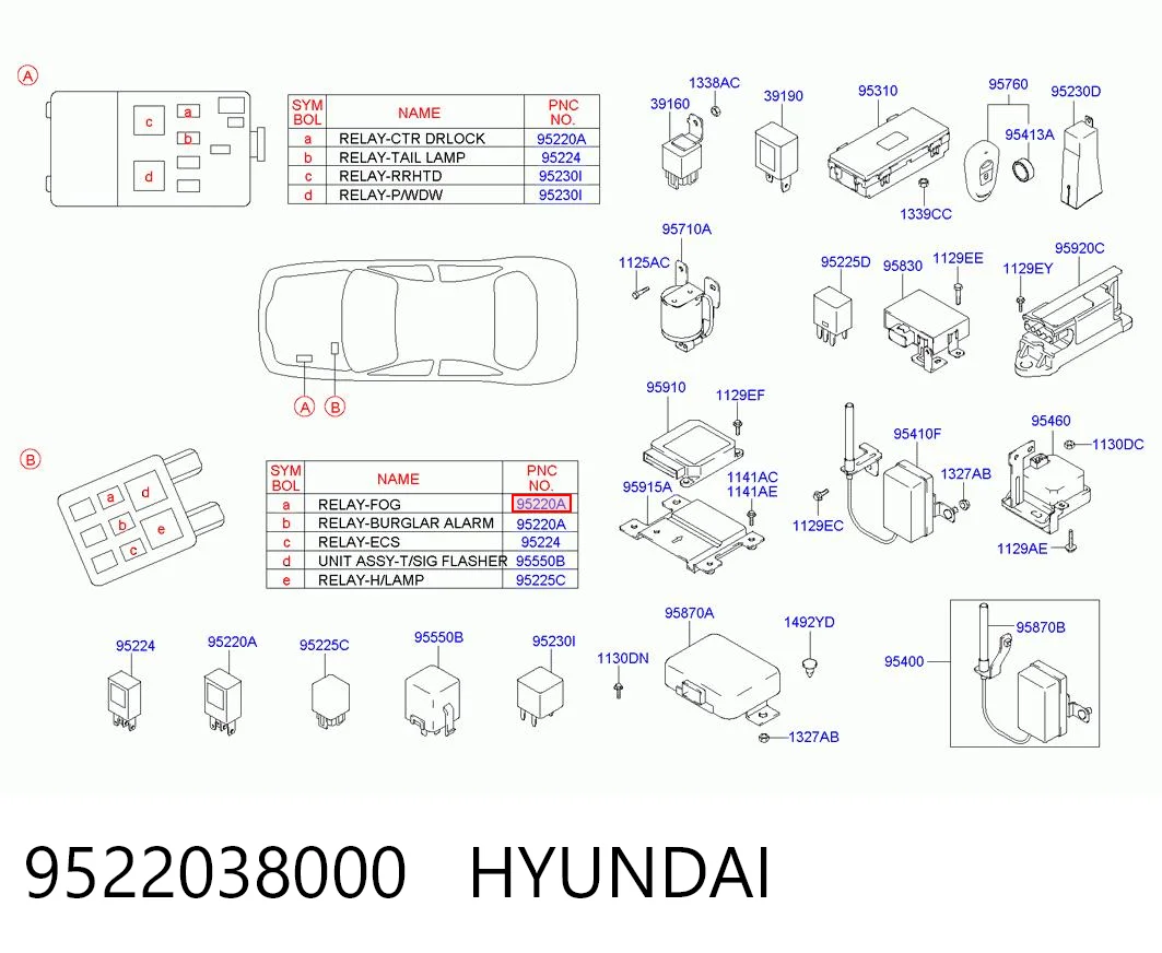 9522038000 Hyundai/Kia Relé de faro antiniebla