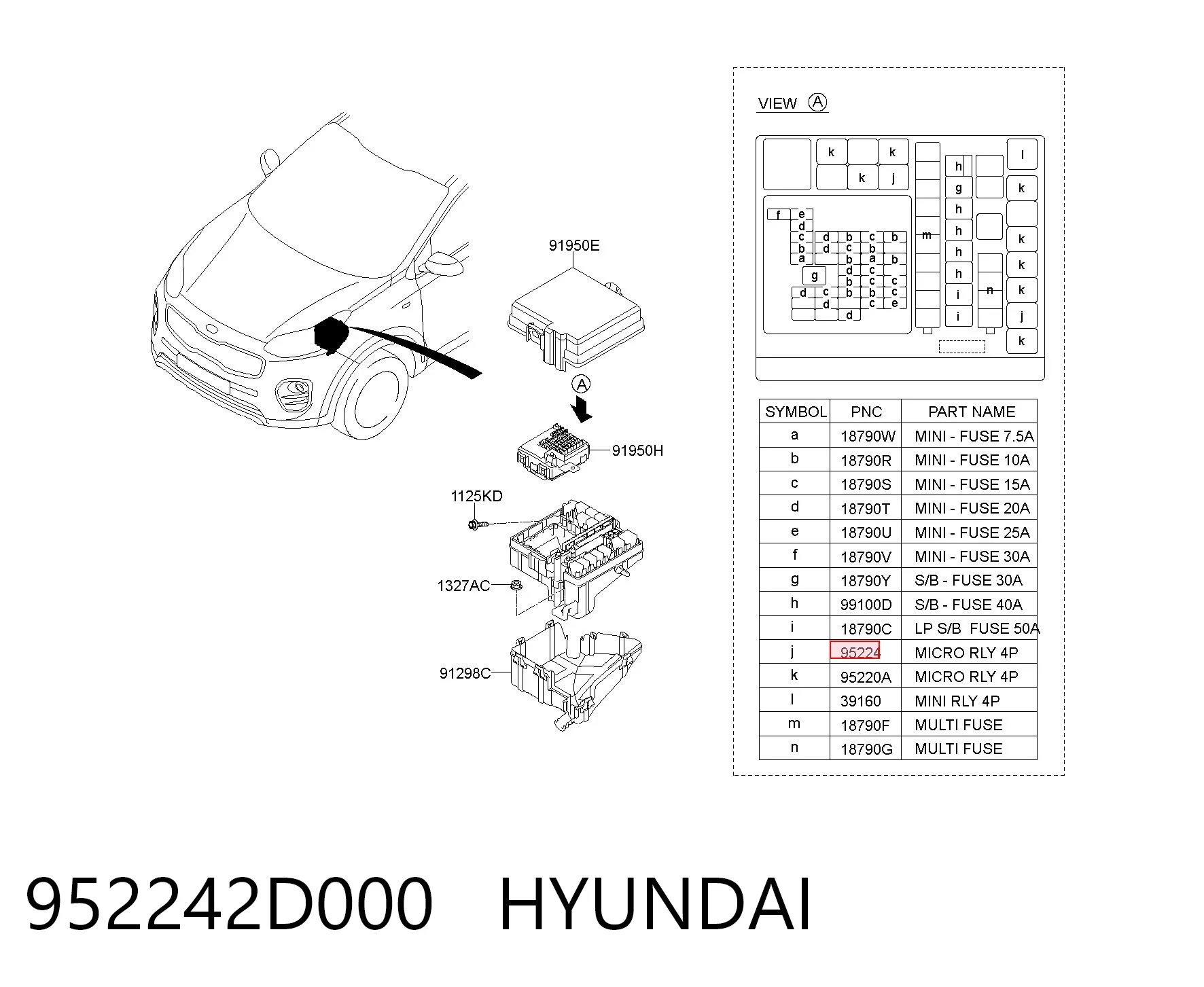952242D000 Hyundai/Kia Relé motor de arranque