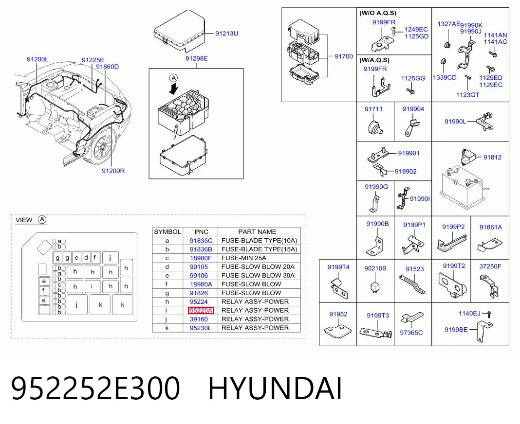 952252E300 Hyundai/Kia Relé eléctrico multifuncional