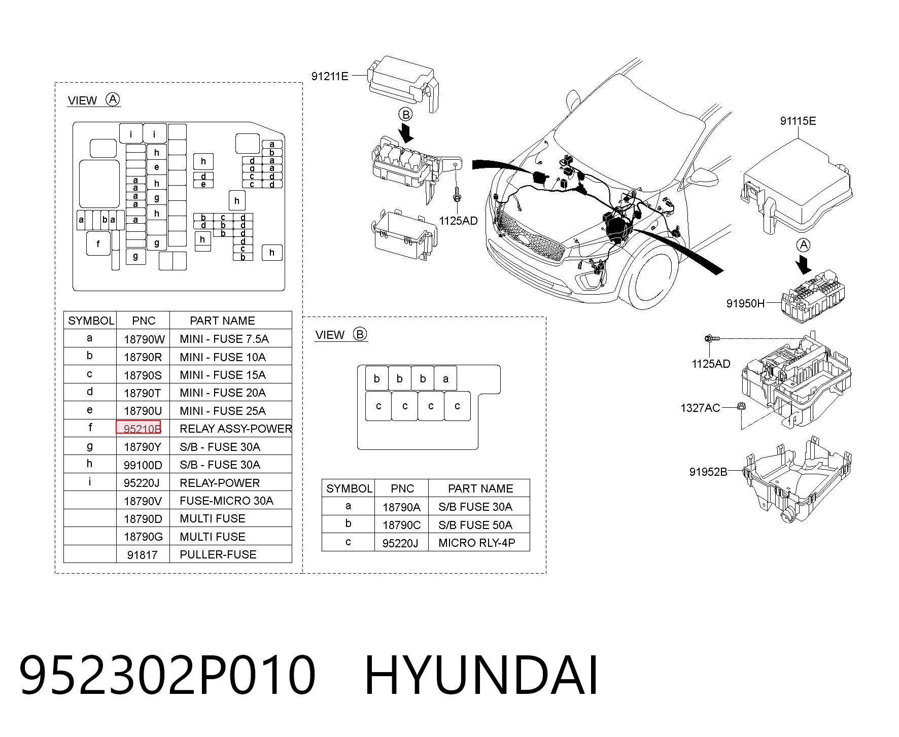 952302P010 Hyundai/Kia Relé eléctrico multifuncional