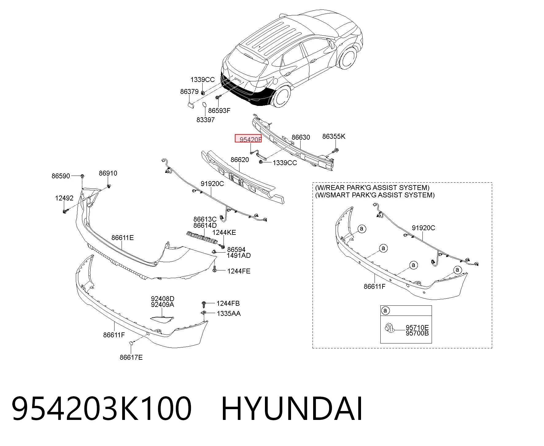 954203K100 Hyundai/Kia Antena de tiburón