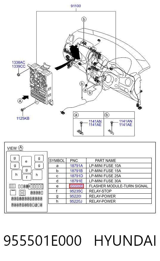 955501E000 Hyundai/Kia Intermitente de espejo